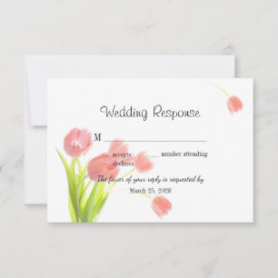 Cartão RSVP Tulipas Rosa Suaves Elegantes
