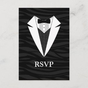 Cartão RSVP Tuxedo preto/branco