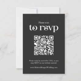 Cartão RSVP Typografia Black QR code Wedding