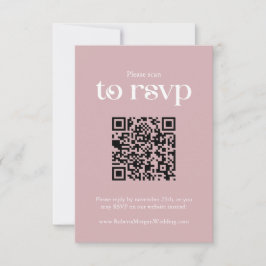 Cartão RSVP Typografia Dusty Rosa, código QR Casamento