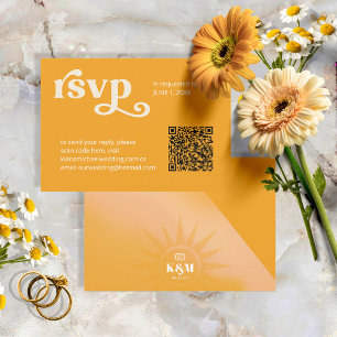 Cartão RSVP Typografia Sunshine Código QR Marigold ID1048