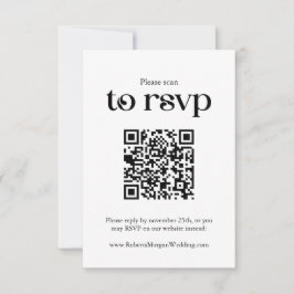 Cartão RSVP Typografia White QR code Wedding