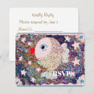 Cartão RSVP Um Ano de Amor Starry Fish 1º Aniversário