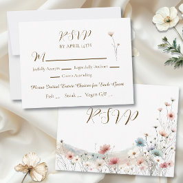 Cartão RSVP Um Casamento de Flores Selvagens de Aquarela Elega
