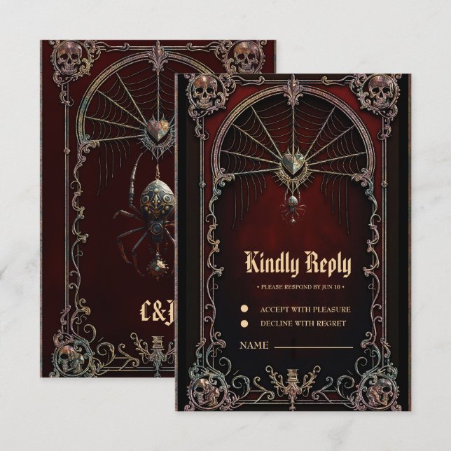 Cartão RSVP Um toque de magia gótica. (Frente/Verso)