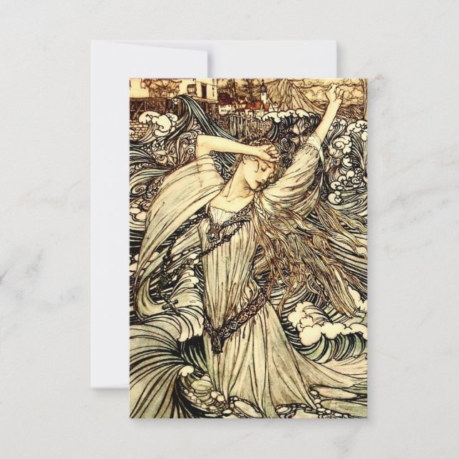 Cartão RSVP "Undine in the Waves" por Arthur Rackham (Frente)