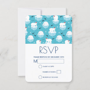 Cartão RSVP Ursos polares bonitos na Design de Natal do Santa