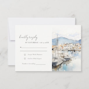 Cartão RSVP Ushuaia, Argentina Paisagem Aquarela Casamento