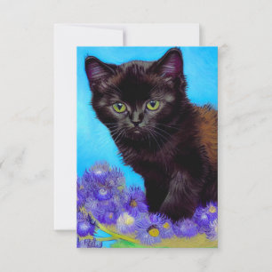 Cartão RSVP Van Gogh Cat e Flores