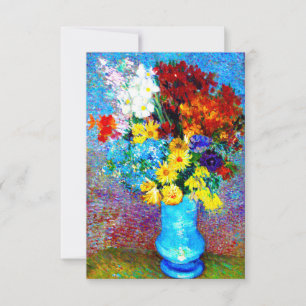 Cartão RSVP Van Gogh Flores num Vaso Azul