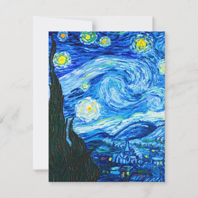 Cartão RSVP Van Gogh Starry Night (Frente)