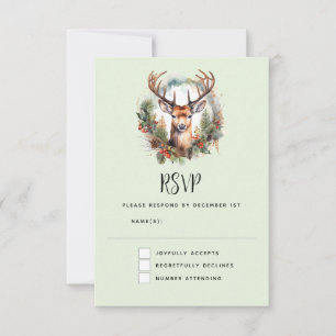 Cartão RSVP Veado Marrom com Galhadas Natal Rústico