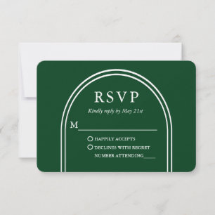 Cartão RSVP Verde de Casamento de Arch Na moda Moderno