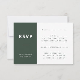 Cartão RSVP Verde escuro | Casamento Moderno de Moss Minimalis