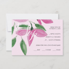 Cartão RSVP Verduras Vermelhos Rosa Elegantes Arte Aquecida
