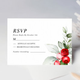 Cartão RSVP Vereador de Casamentos de Berries Vermelhos e Verm