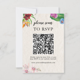 Cartão RSVP Verificação de Casamento de QR Tropical Watercolor