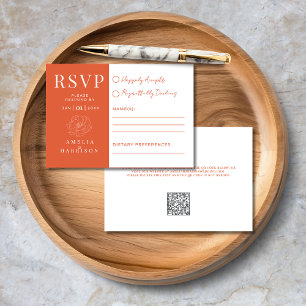 Cartão RSVP Verona Sunset Orange Floral Elegant Wedding