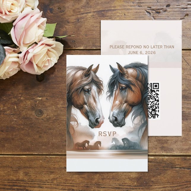 Cartão RSVP Vertical de Casamento de Código QR (Criador carregado)