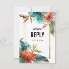 Cartão RSVP Vertical + pedido de música Hibiscus Serenade Para