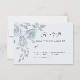 Cartão RSVP Véspera Azul Azul Floral Floral Véspera de Casamen