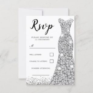Cartão RSVP Vestido Brilho de Diamante para Todas as Ocasioes 