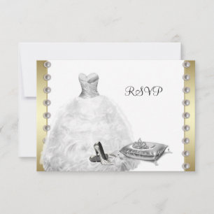 Cartão RSVP Vestido de Bola Branco Sapatos de Salto Alto Branc