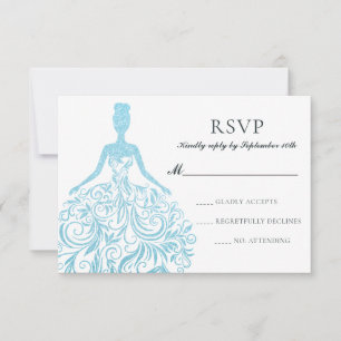 Cartão RSVP Vestido De Grelha Brilhante Azul-Claro Moderno