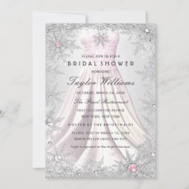 Cartão RSVP Vestido de Noiva Pink Silver Jewel Snowflake Brida