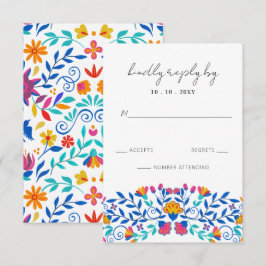 Cartão RSVP Vibrant Mexicano Floral Fiesta Wedding