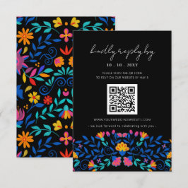 Cartão RSVP Vibrant Mexicano Floral Fiesta Wedding Código QR