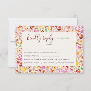 Cartão RSVP Vibrantes Flores de Tulipa de Verão em Aquarela Ca