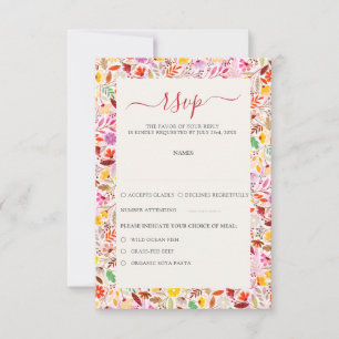 Cartão RSVP Vibrantes Flores de Tulipa de Verão em Aquarela Ca