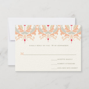Cartão RSVP Vice-presidente do Casamento tema damasco de Toshr