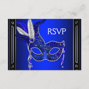 Cartão RSVP Vice-VP do Mascarada de Máscara Azul do Marinho Re