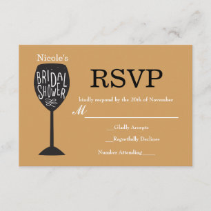 Cartão RSVP Vidro do Vinho do chá de panela qualquer placa RSV