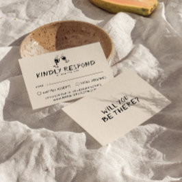 Cartão RSVP Vidros De Desenho Escrito Na Mão De Retrô, Casamen