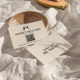 Cartão RSVP Vidros de Desenho Retro Escritos Manuscritos Códig