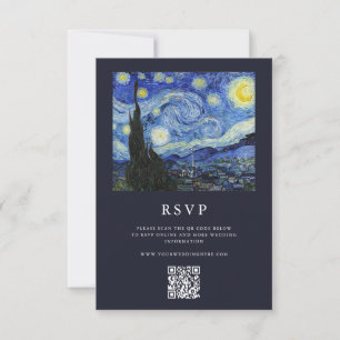 Cartão RSVP Vincent Van Gogh Starry Night Weding