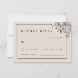 Cartão RSVP Vineyard Weding Napa Valley California Winery