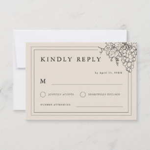 Cartão RSVP Vineyard Weding Napa Valley California Winery