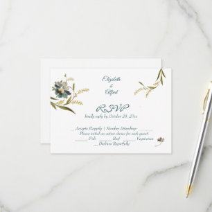Cartão RSVP Vinha Floral Monograma Vintage