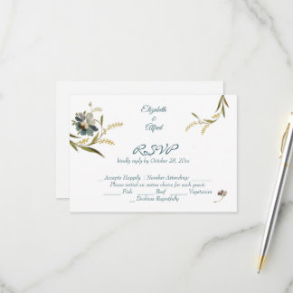 Cartão RSVP Vinha Floral Monograma Vintage