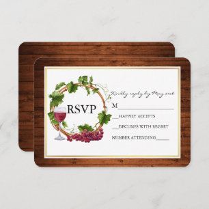Cartão RSVP Vinhas De Uva De Cores Aquáticas Russas Casamento