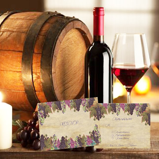 Cartão RSVP Vinhas De Uva Fundo De Papel Russo (Criador carregado)