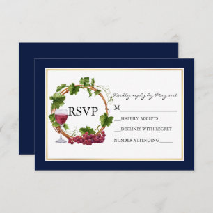Cartão RSVP Vinhas De Vidro De Vidro Aquoso Elegante Casamento