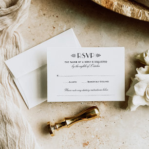 Cartão RSVP Vintage Black and White Art Deco Weding