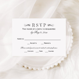 Cartão RSVP Vintage Black Chalkboard Flourish Wedish