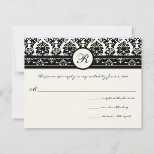 Cartão RSVP Vintage Black Damask Borders