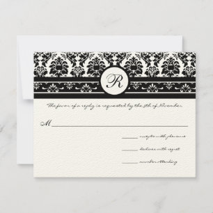 Cartão RSVP Vintage Black Damask Borders